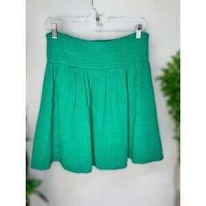 Michael Stars Kelly Green Havana Smocked Gauze Cotton Skirt NWOT Size XL